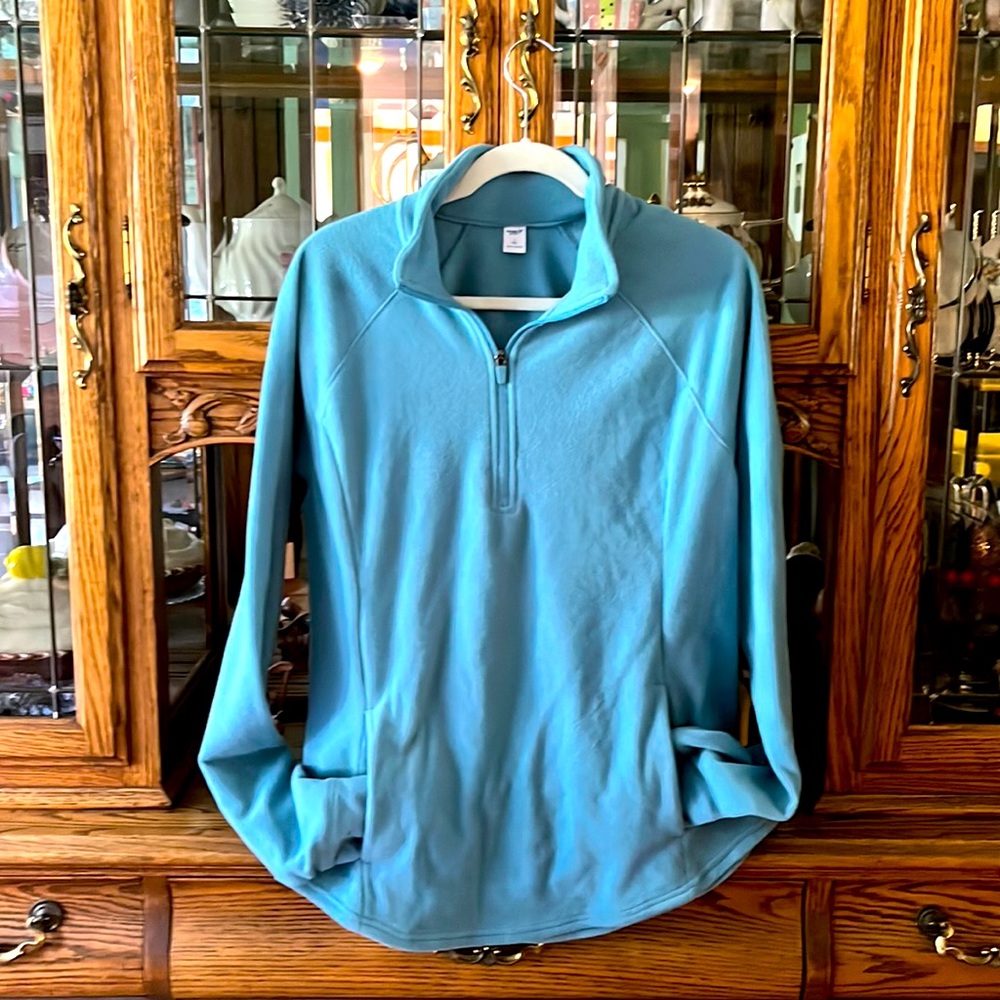 Long oversized blue fleece tunic